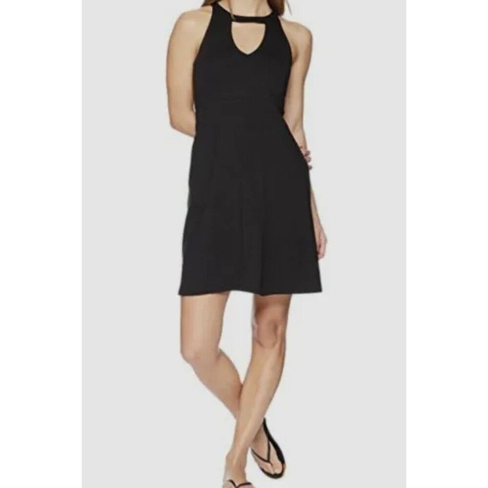 Toad&Co Avalon Tencel Organic Cotton Halter Dress Womens Medium Black Pockets